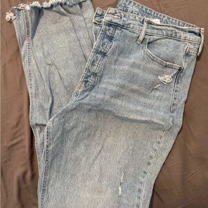 Stylish Blue Distressed Women’s Straight Leg Jeans - Old Navy